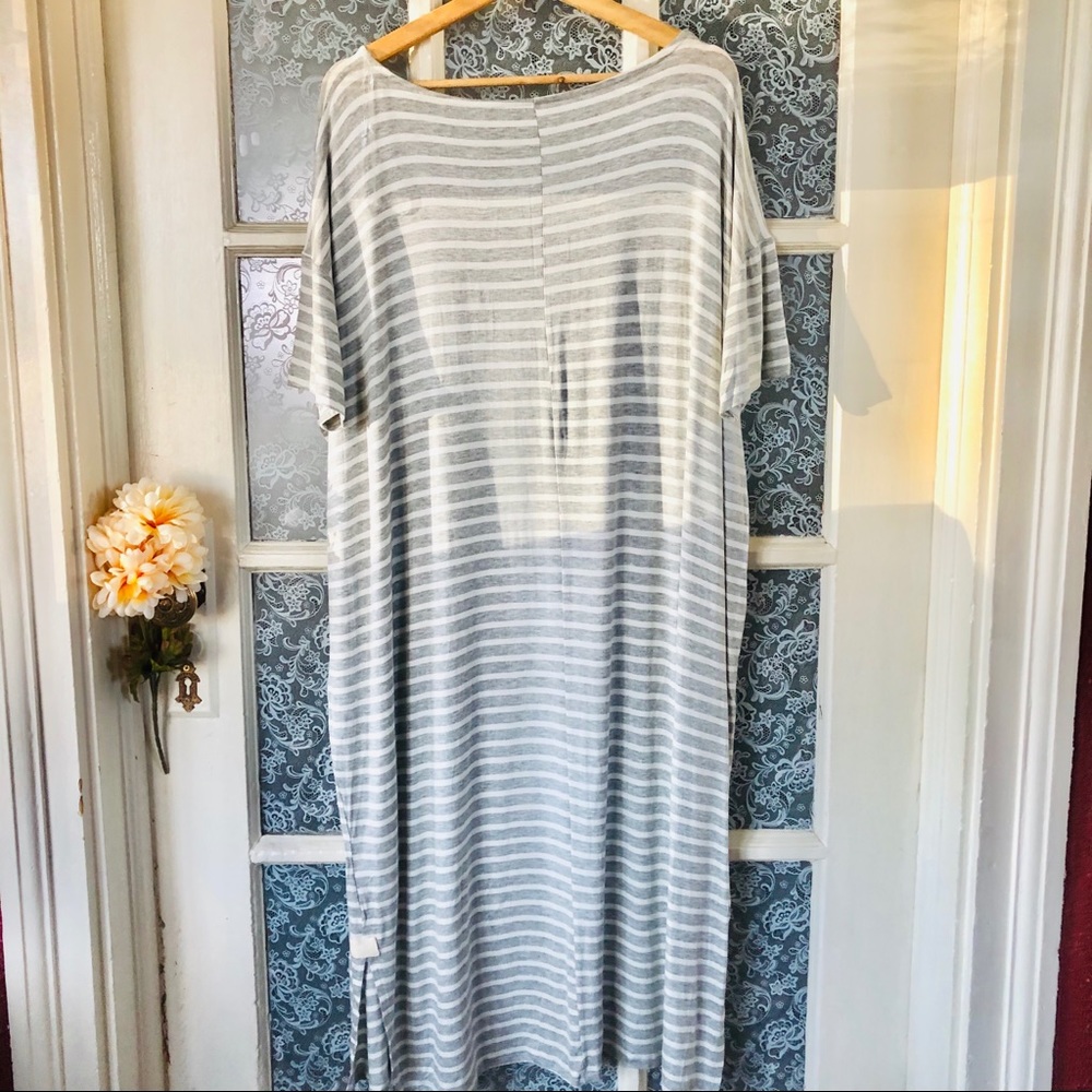 Grey White Striped Casual Dress - Picture 6 of 8